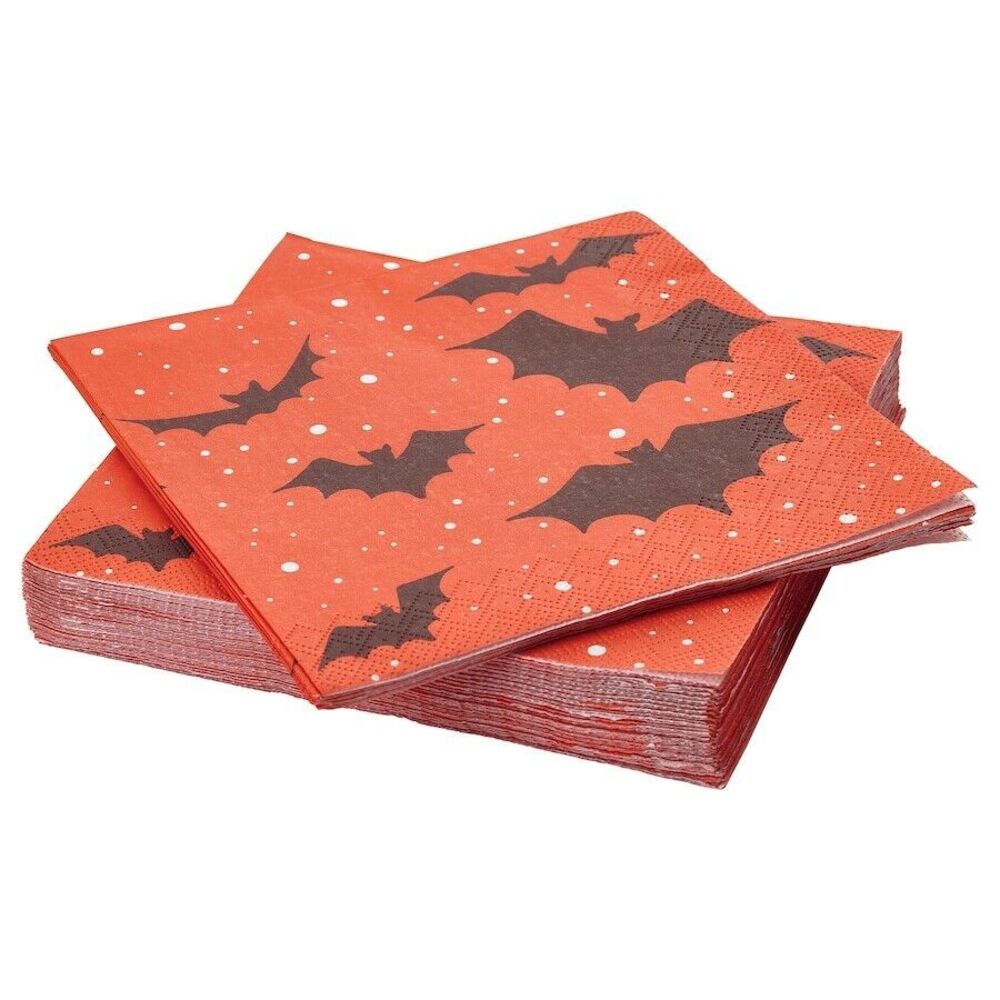 Ikea Halloween Paper Napkins Pack of 30 Orange w bats 13x13 006.754.89 FAST SHIP